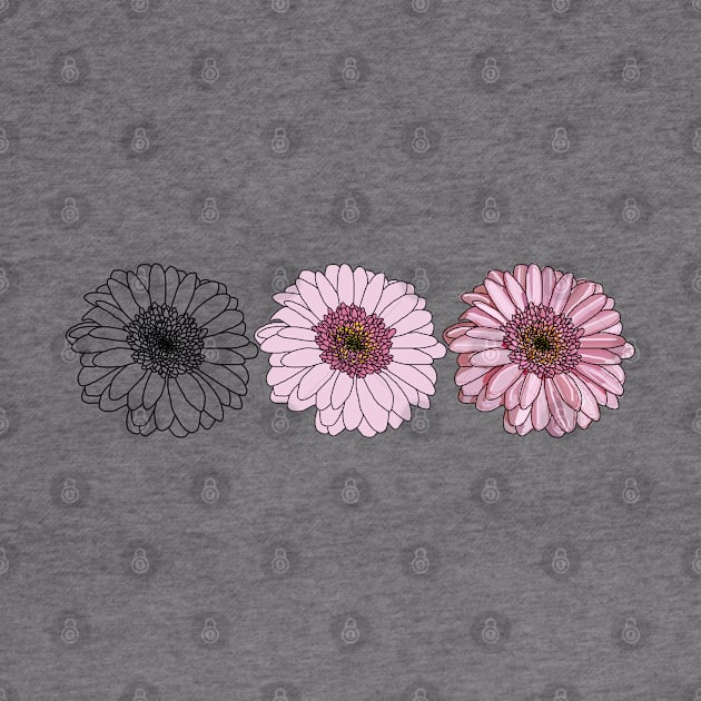 Three Gerberas Floral Drawing by ellenhenryart